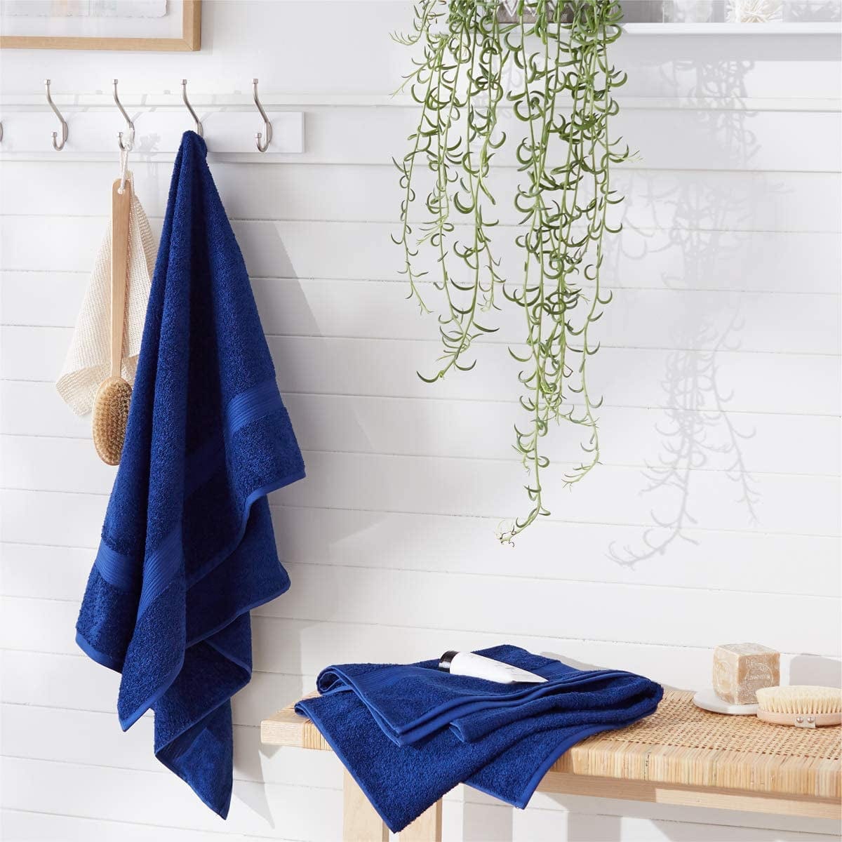 Fade-Resistant Cotton Bath Towel - 4-Pack, Navy Blue