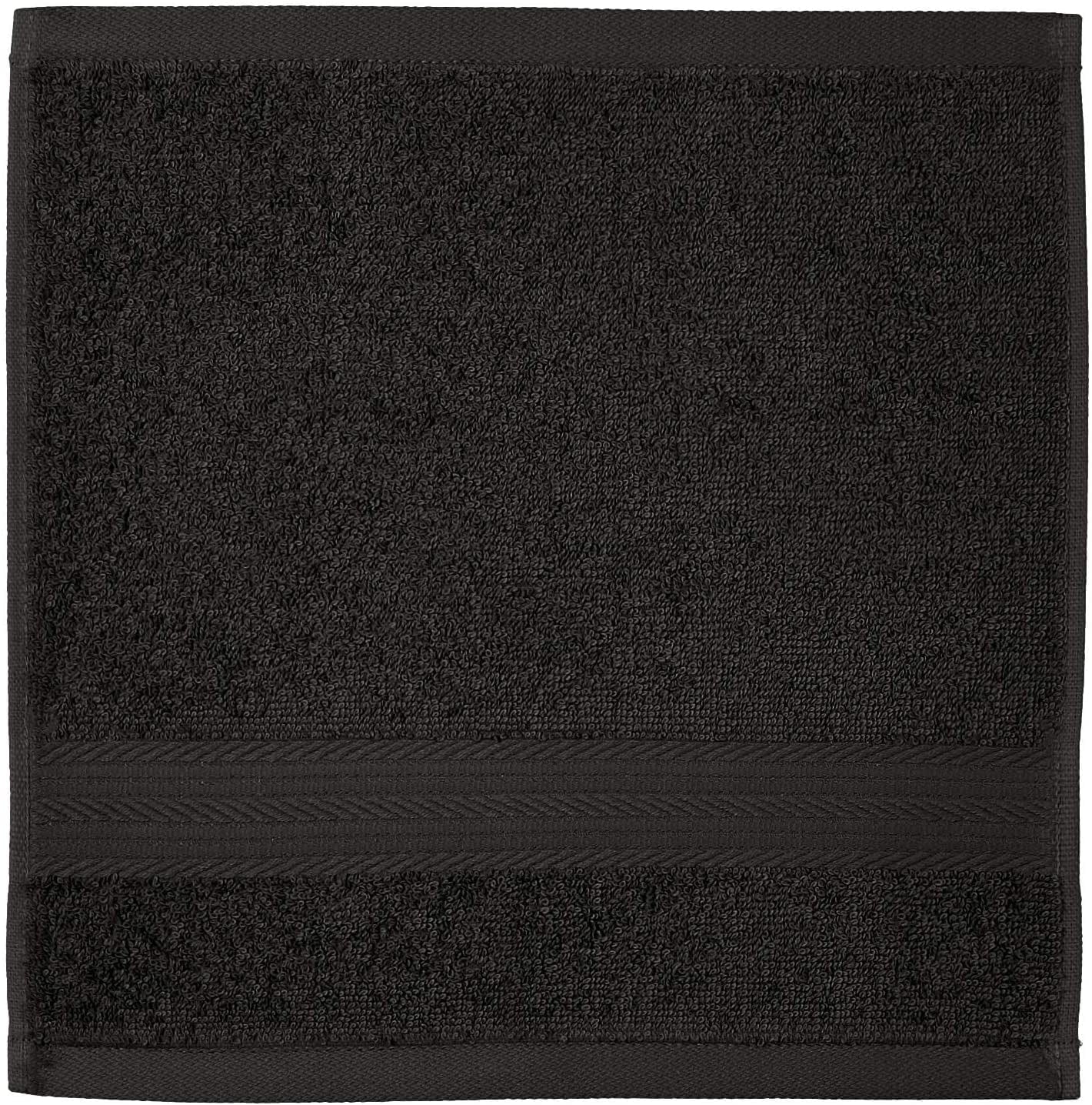 Fade Resistant Cotton Washcloth, Black - Pack of 12