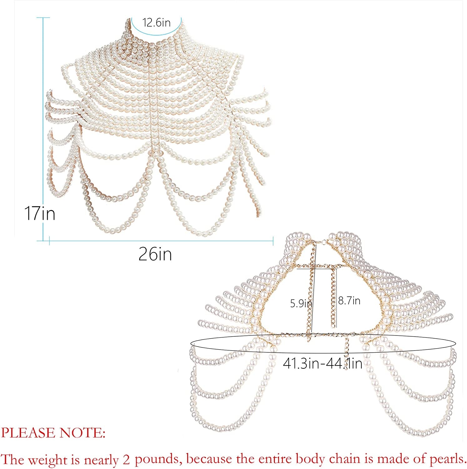 Ccbodily Pearl Body Chain Bra - Fashion Shoulder Necklaces Bra Chain Body Jewelry Apparel & Accessories > Jewelry > Body Jewelry CCbodily