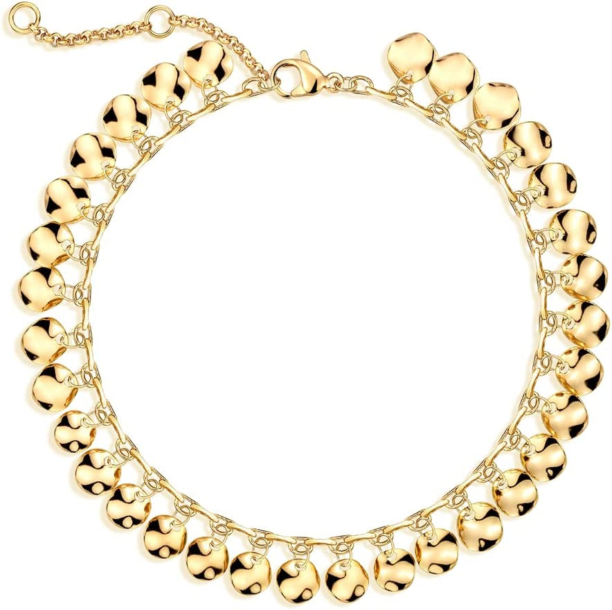 Dremmy Studios Simple Gold Chain Anklet,14K Gold/Silver Plated Dainty Summer Beach Anklets for Women Apparel & Accessories > Jewelry > Anklets DREMMY STUDIOS Tassel Coin