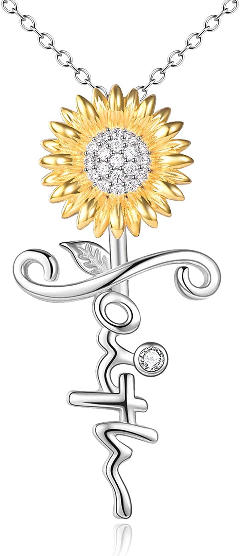 Faith Cross Necklace Jesus Religious Jewelry Gifts for Women sunflower faith