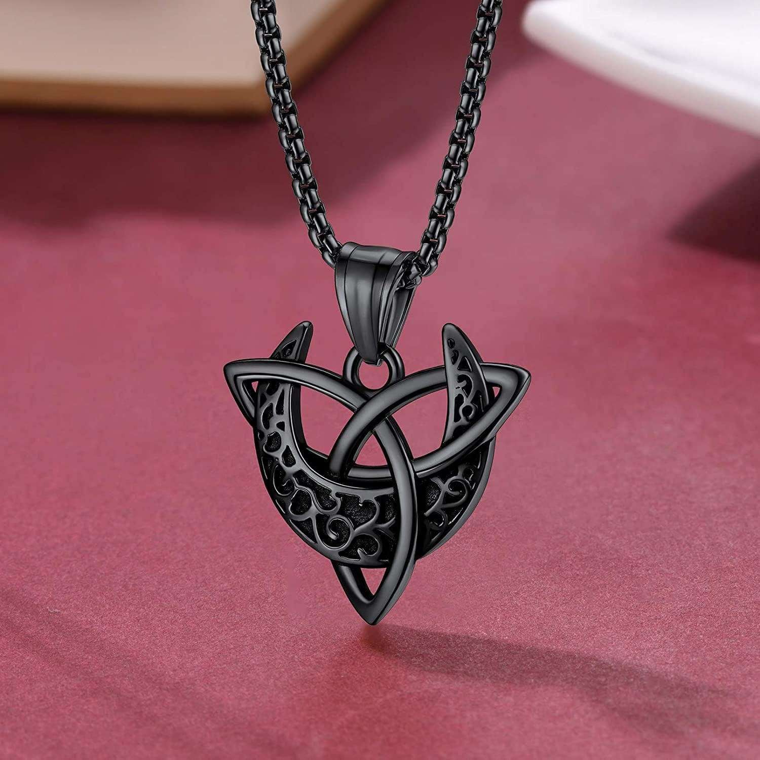 Faithheart Triple Moon Goddess Necklace Stainless Steel/18K Gold Plated Wiccan Jewelry for Women with Delicate Packaging Personalized Custom