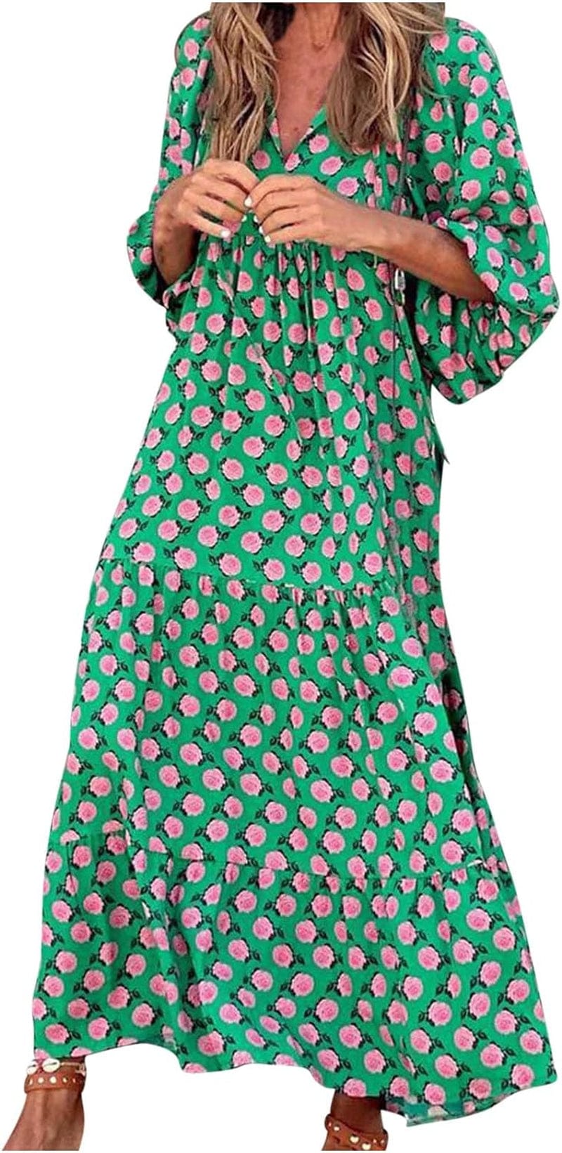 Fall Dresses for Women 2023 Vintage Graphic Elegant Casual Dress Cute Puff Sleeve Party plus Size Midi Dress Loose