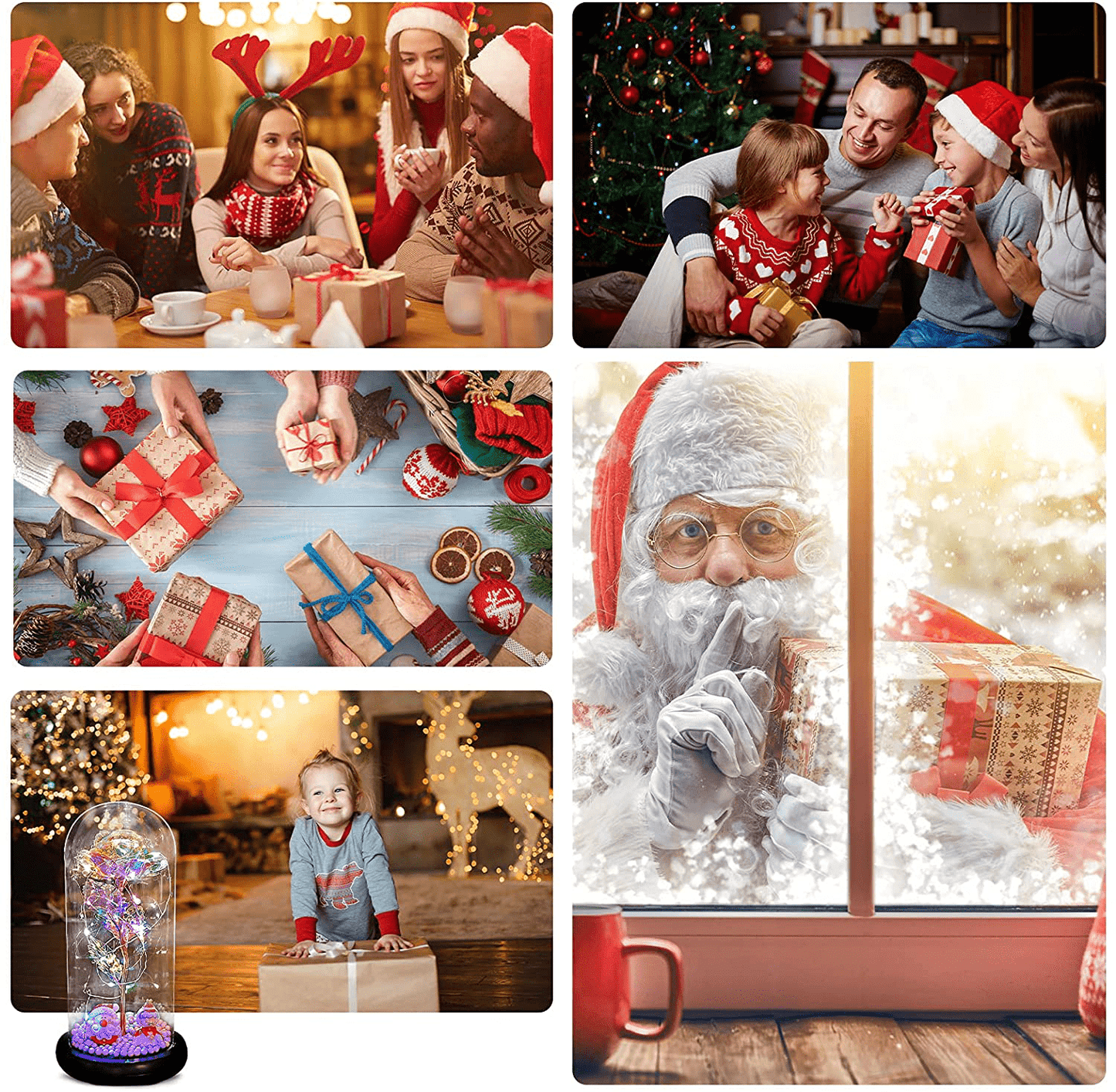 Fam Mitglie Galaxy Rose Flower Gift for Girlfriend, Artificial Flowers Glass Rose Gifts for Women/Mom, Beauty and Beast Rose in Glass Dome with Led Light String for Christmas Valentine's Day Gift Arts & Entertainment > Party & Celebration > Gift Giving FAM MITGLIE