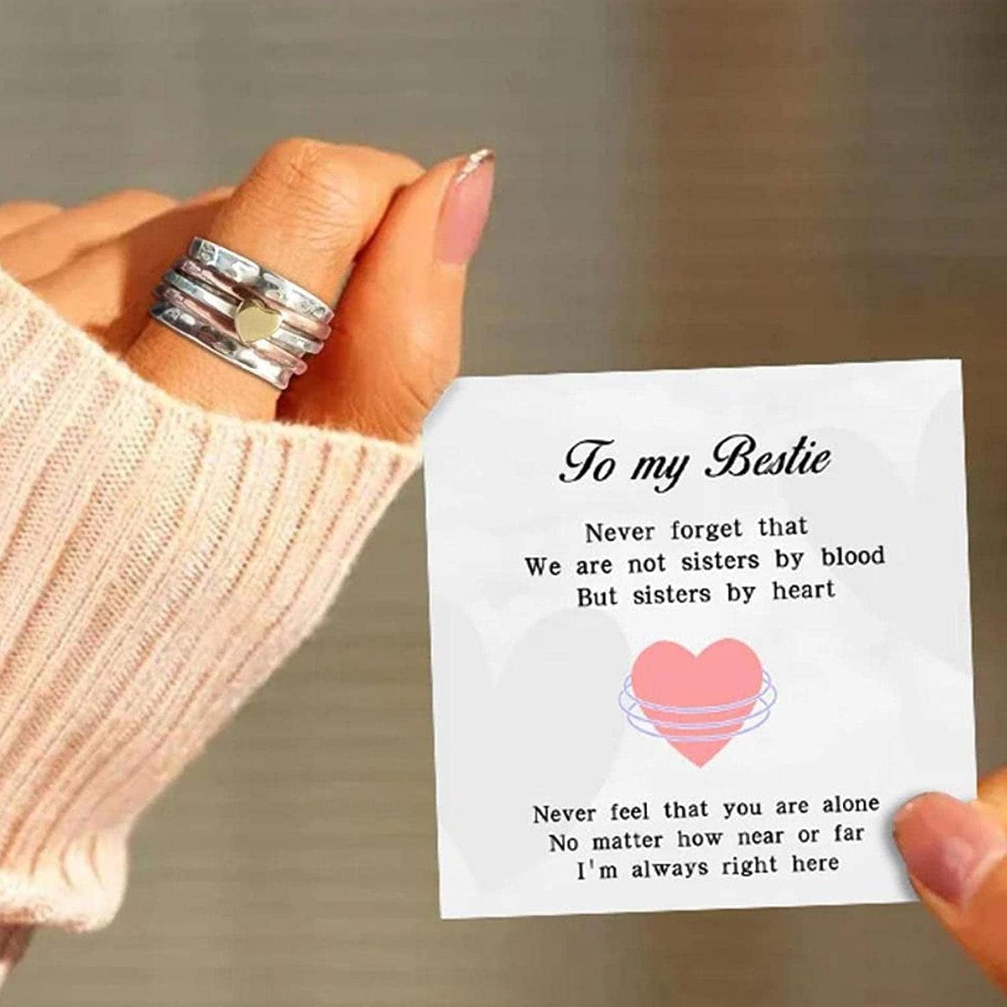 Fashion Classic Heart Rings, Rotating Anxiety Relief Ring Heart Design Spinners Rings Love Ring Birthday Valentine'S Day Gifts for Women, Gold, 7, 51012376_Guakao Gold / 8