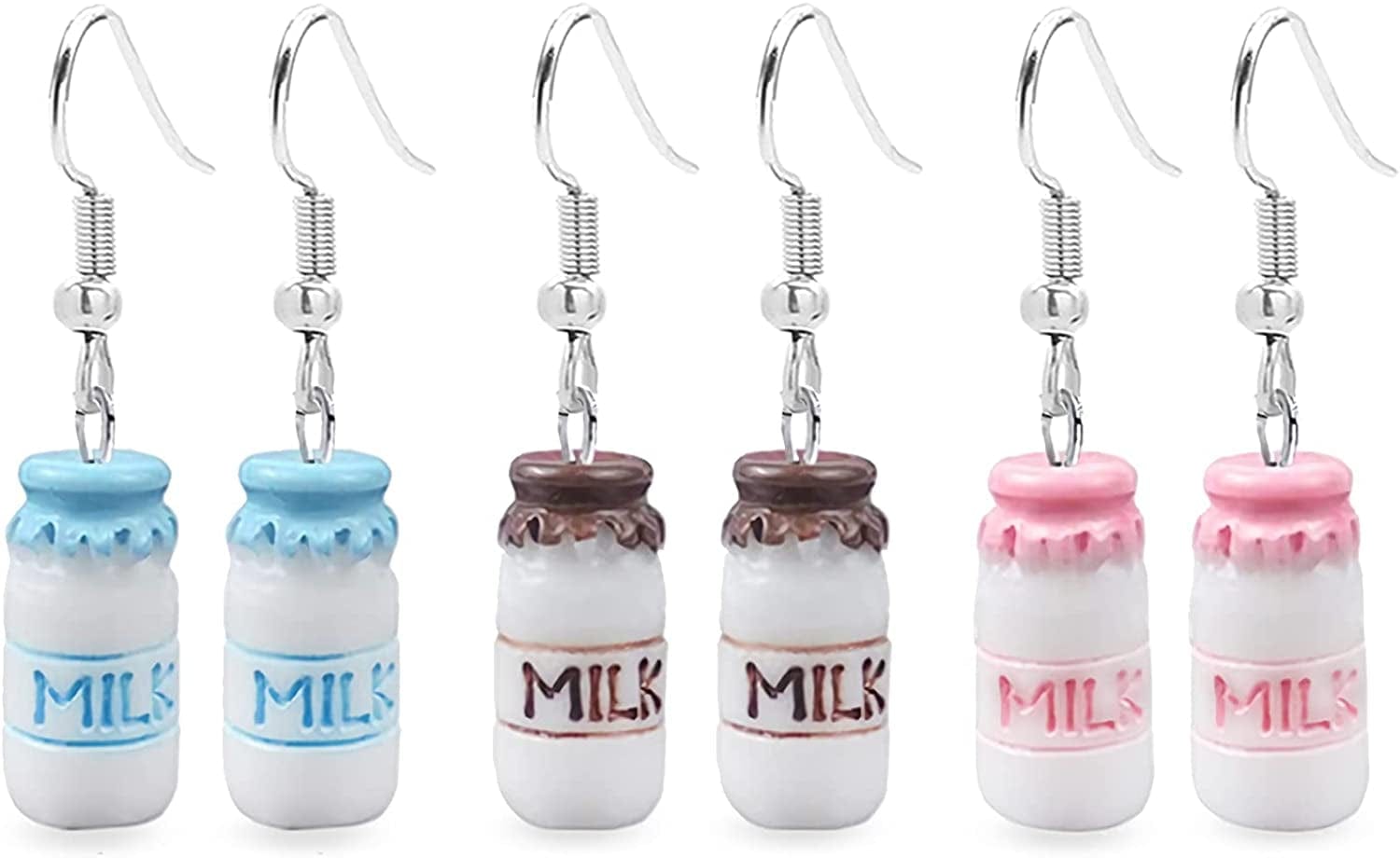 Fashion Creative Simulation Bottle Earrings for Minimalist Women Gift Jewelry 3 pairs milk Bottle