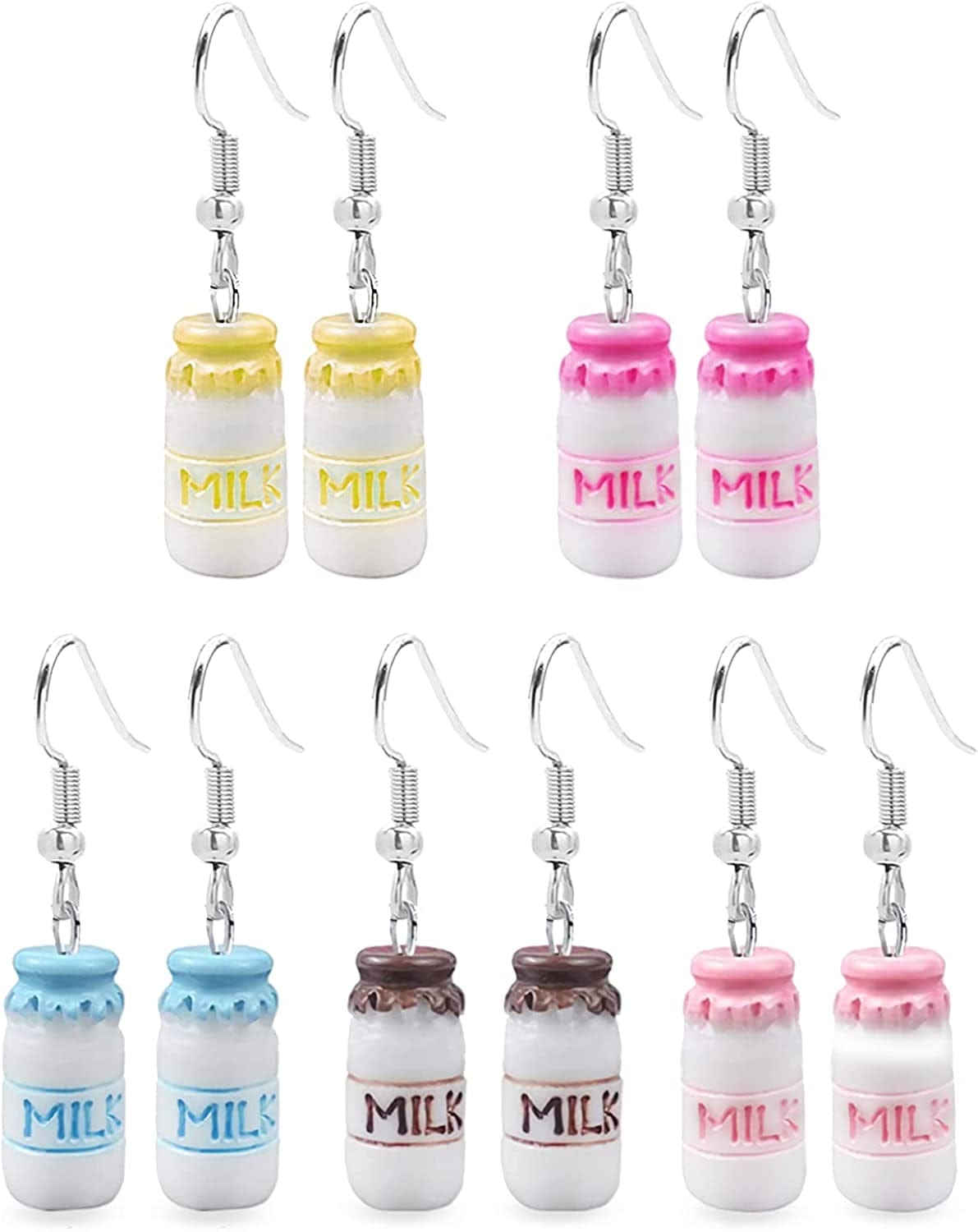 Fashion Creative Simulation Bottle Earrings for Minimalist Women Gift Jewelry 5 pairs milk Bottle