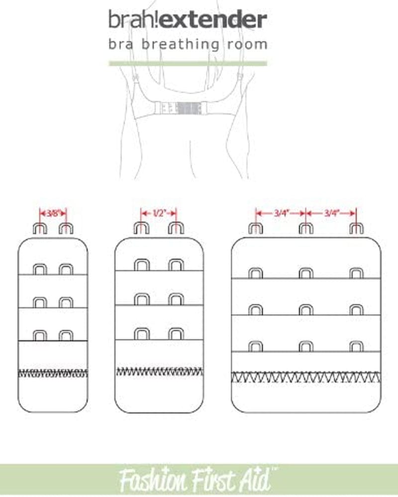 Fashion First Aid Brah! Extender: Bra Band Extension, 3 Pack (White, Beige, Black) - Holiday Weight Gain Multi / One Size