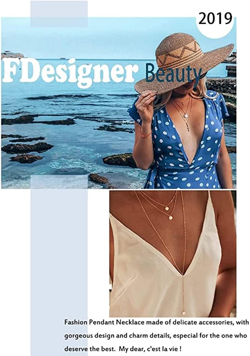 Fashion Layered Long Necklace Coin Pendant Necklaces Chain Charm Necklace Jewelry for Women and Girls
