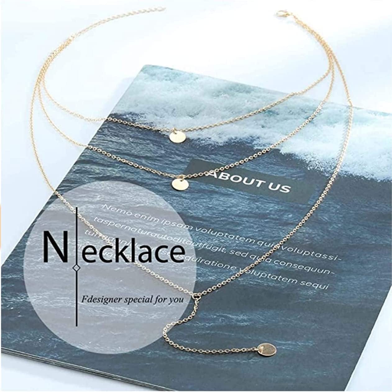 Fashion Layered Long Necklace Coin Pendant Necklaces Chain Charm Necklace Jewelry for Women and Girls