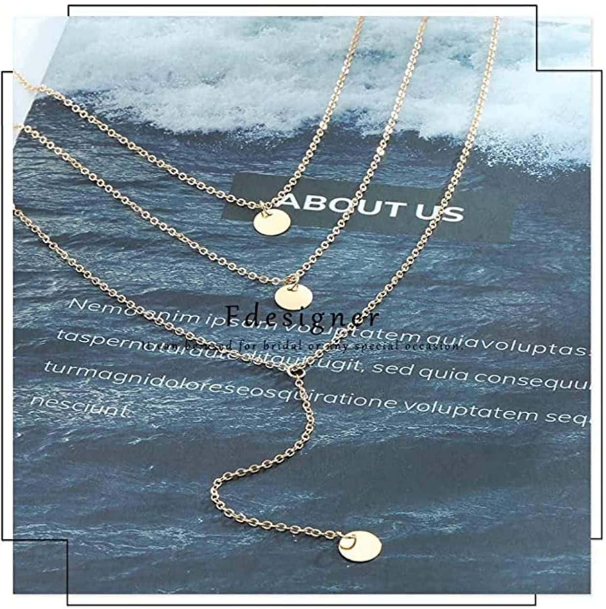Fashion Layered Long Necklace Coin Pendant Necklaces Chain Charm Necklace Jewelry for Women and Girls