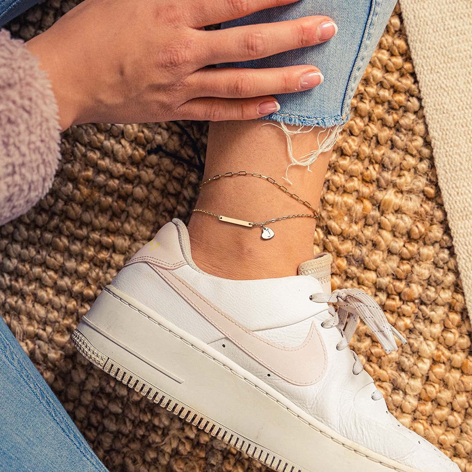 IEFWELL Heart Initial Ankle Bracelets for Women, 14K Gold Filled Gold Anklets for Women Handmade Layered Ankle Bracelets for Women Ankle Bracelets Gold Jewelry Apparel & Accessories > Jewelry > Anklets IEFWELL