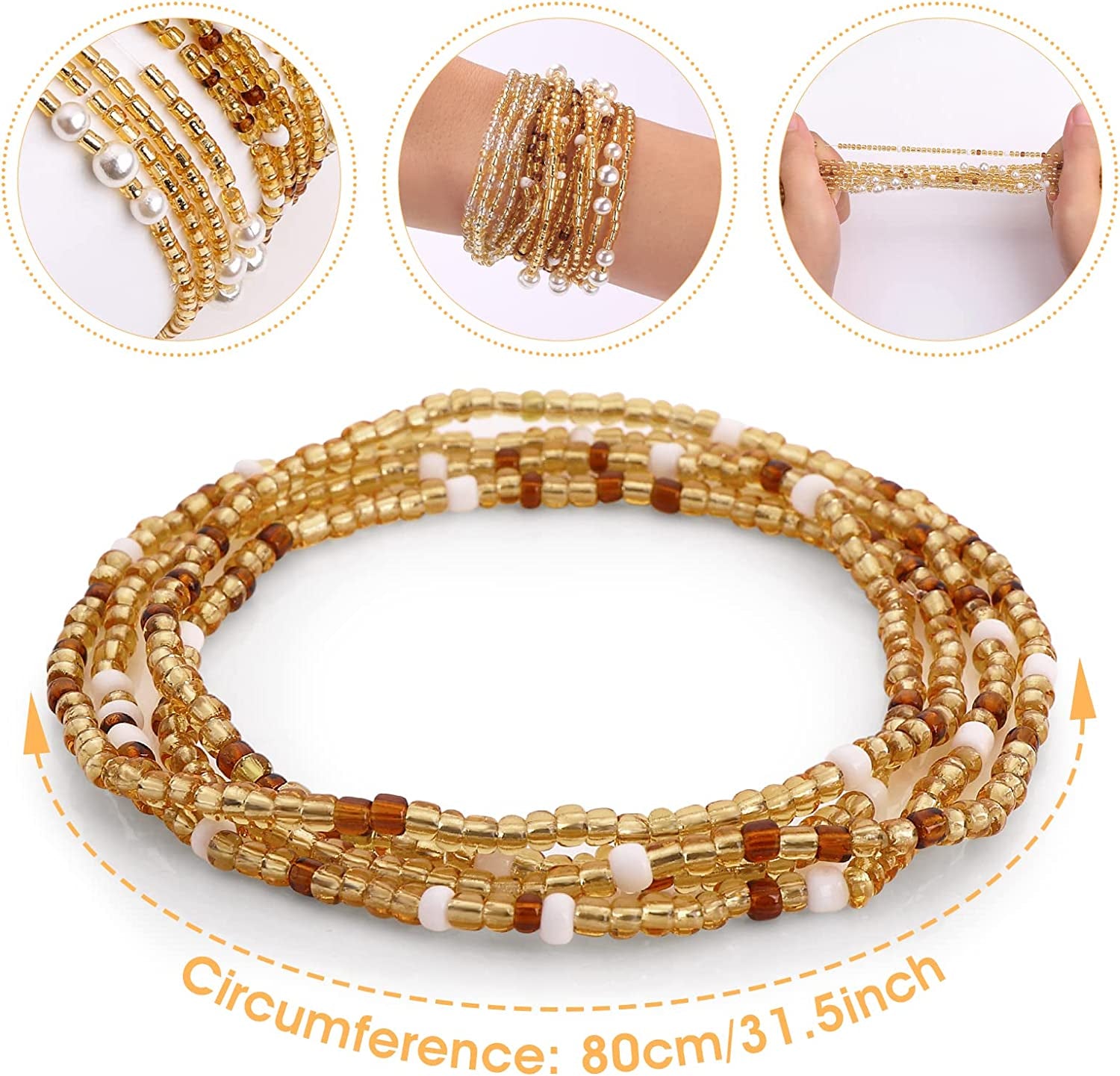 Waist Beads for Women Belly Beads Elastic Chain African Waist Chains Set for Women Body Jewelry Bikini Jewelry Chains Apparel & Accessories > Jewelry > Body Jewelry Yolev