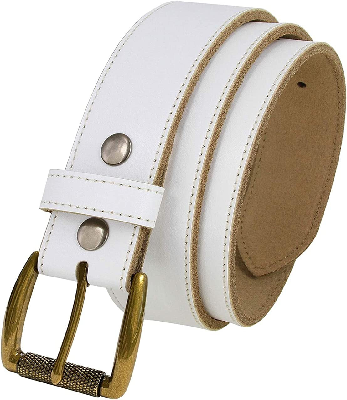White Belt Cowhide Leather Replacement Casual Belt Strap 1-1/2"(38Mm) Wide, Multi-Style Options Apparel & Accessories > Clothing Accessories > Belts Belts.com 04 Gold 30