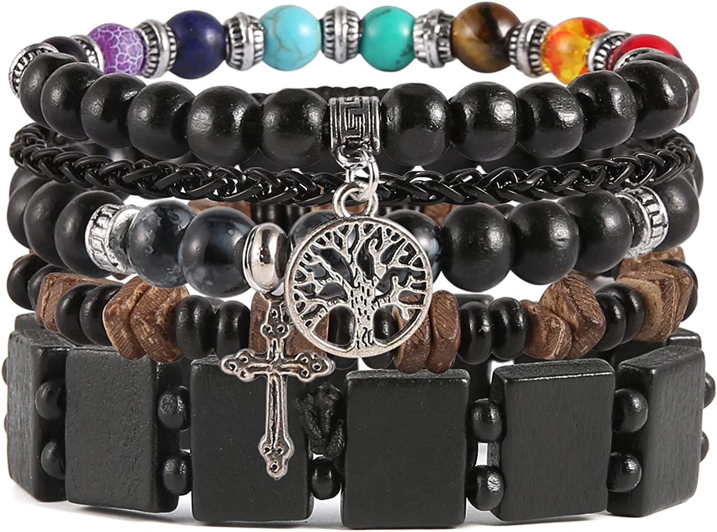 HZMAN Wrap Bracelets Men Women, Hemp Cords Wood Beads Ethnic Tribal Bracelets, Leather Wristbands Apparel & Accessories > Jewelry > Bracelets HZMAN Tree of Life