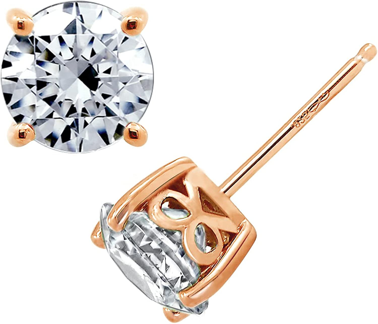 Collection Platinum or Gold Plated Sterling Silver Round-Cut Stud Earrings Made with Infinite Elements Zirconia Apparel & Accessories > Jewelry > Earrings Amazon Collection Rose-gold-plated 4 cttw
