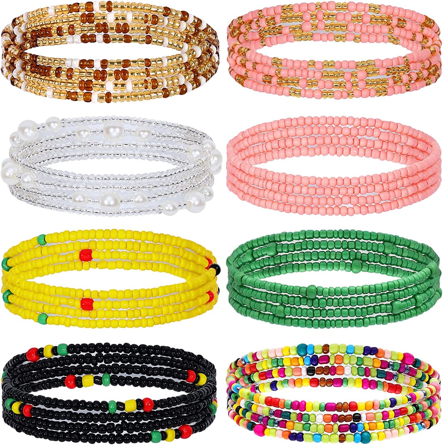 Honsny 23-50Inch Waist Beads for Women, Belly Beads Elastic Chain African Waist Beads plus Size Colorful Summer Beaded Body Chain Waist Jewelry Apparel & Accessories > Jewelry > Body Jewelry Honsny Color B 39.5 Inches