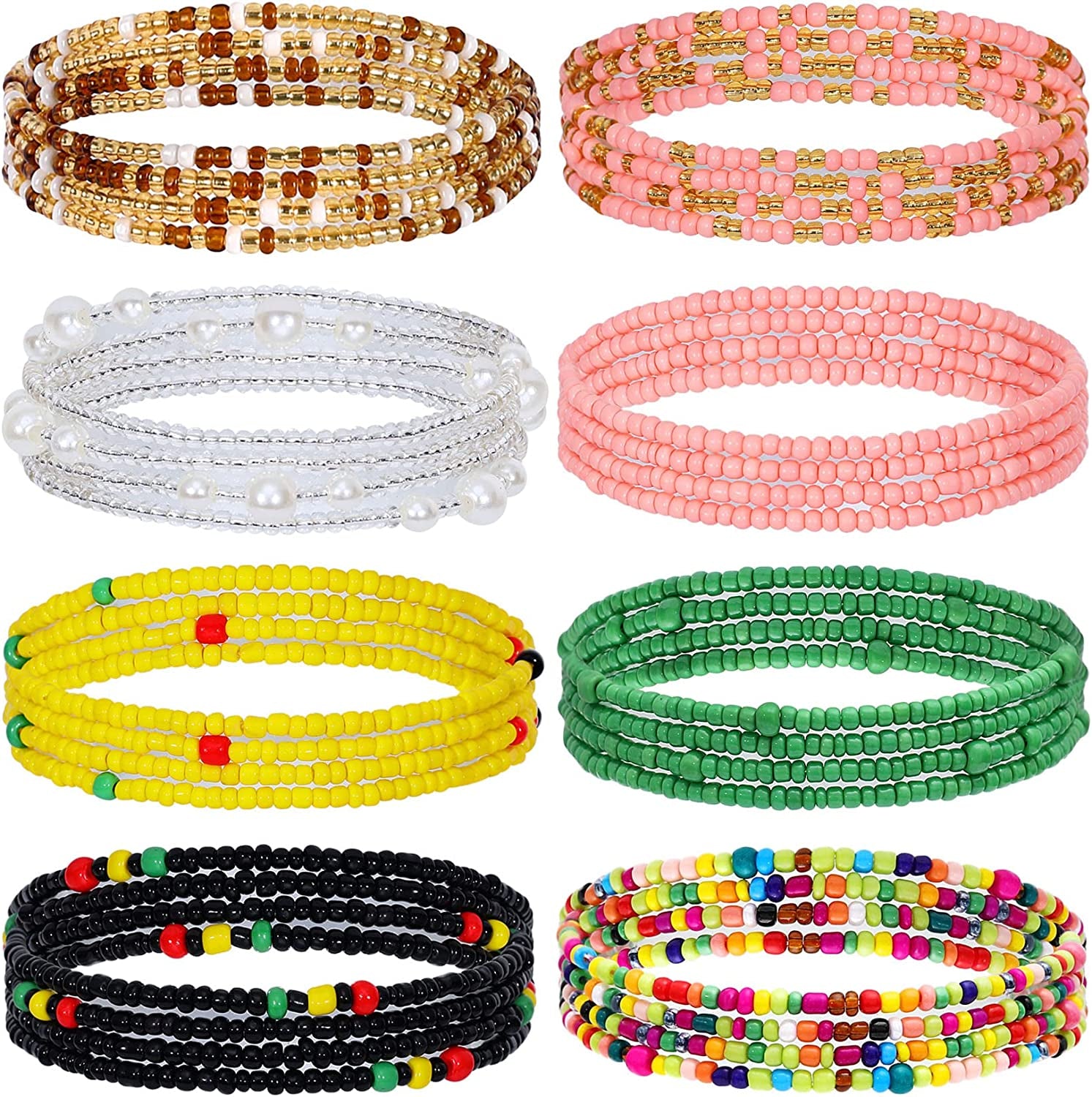 Honsny 23-50Inch Waist Beads for Women, Belly Beads Elastic Chain African Waist Beads plus Size Colorful Summer Beaded Body Chain Waist Jewelry Apparel & Accessories > Jewelry > Body Jewelry Honsny Color B 39.5 Inches