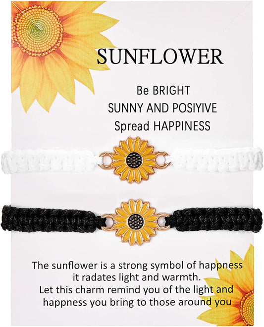 Sunflower Bracelet Anklet Pinky Promise Friendship Adjustable Bracelet Anklet Sunflower Best Gifts for Best Friends Couple Family Apparel & Accessories > Jewelry > Anklets iDIMSON Black & White