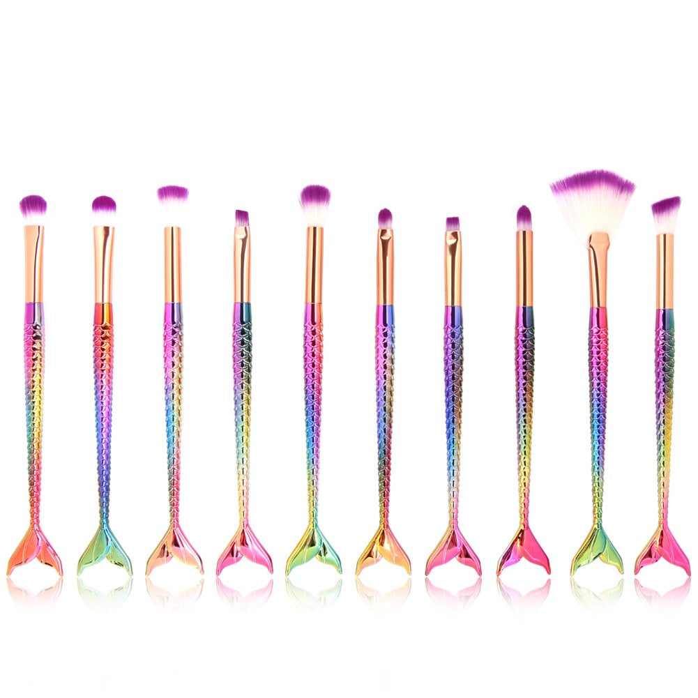 Tenmon 10 Pcs Mermaid Eye Makeup Brushes Set, Professional Eyeshadow Makeup Brushes Set with Soft Synthetic Hairs for Eyeshadow, Concealer, Eyeliner, Brow Blending, Highlighter Brush Tool Health & Beauty > Personal Care > Cosmetics > Cosmetic Tools > Makeup Tools Tenmon