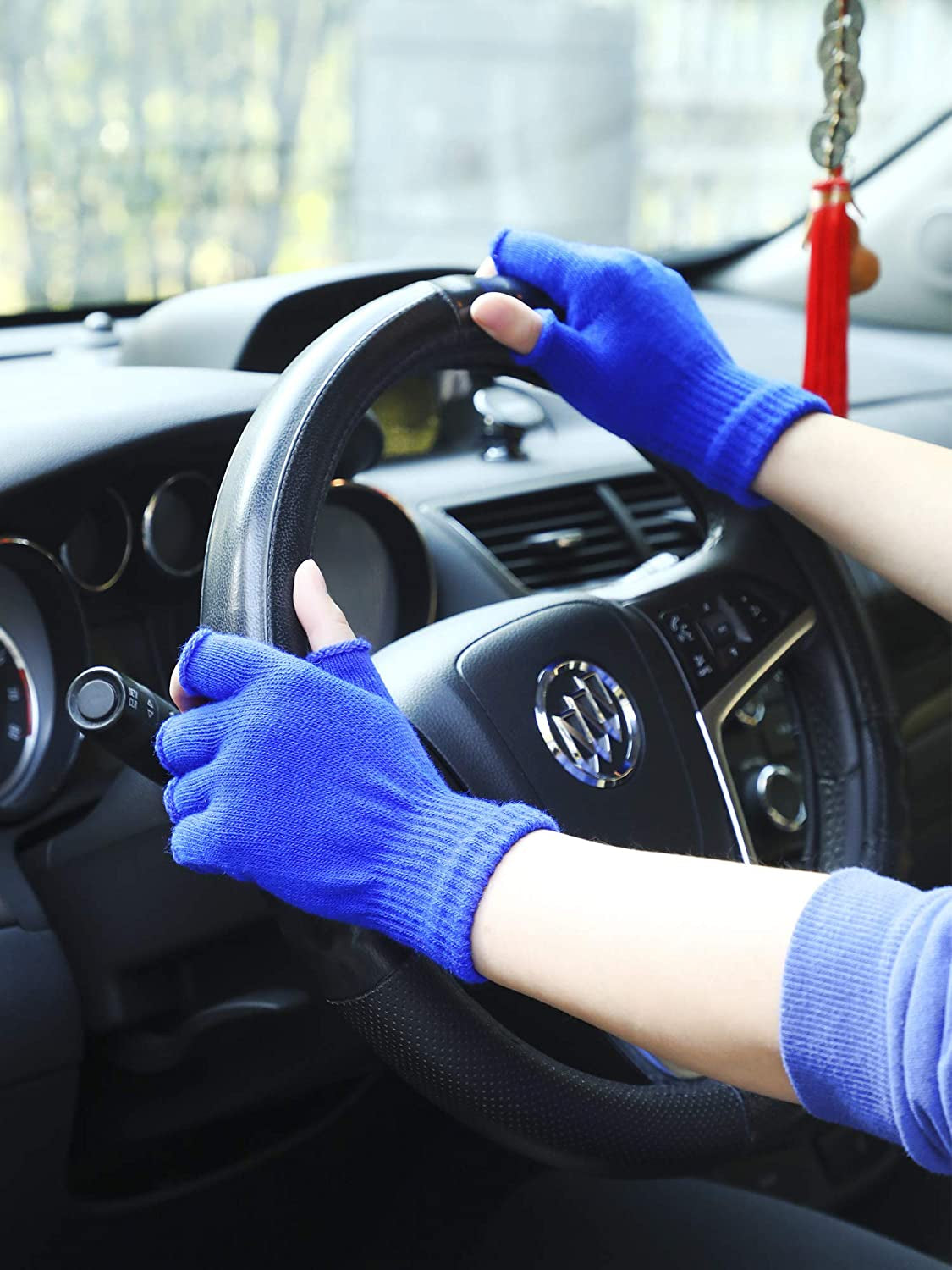 Satinior 2 Pair Unisex Half Finger Gloves Winter Stretchy Knit Fingerless Gloves in Common Size Apparel & Accessories > Clothing Accessories > Gloves & Mittens SATINIOR