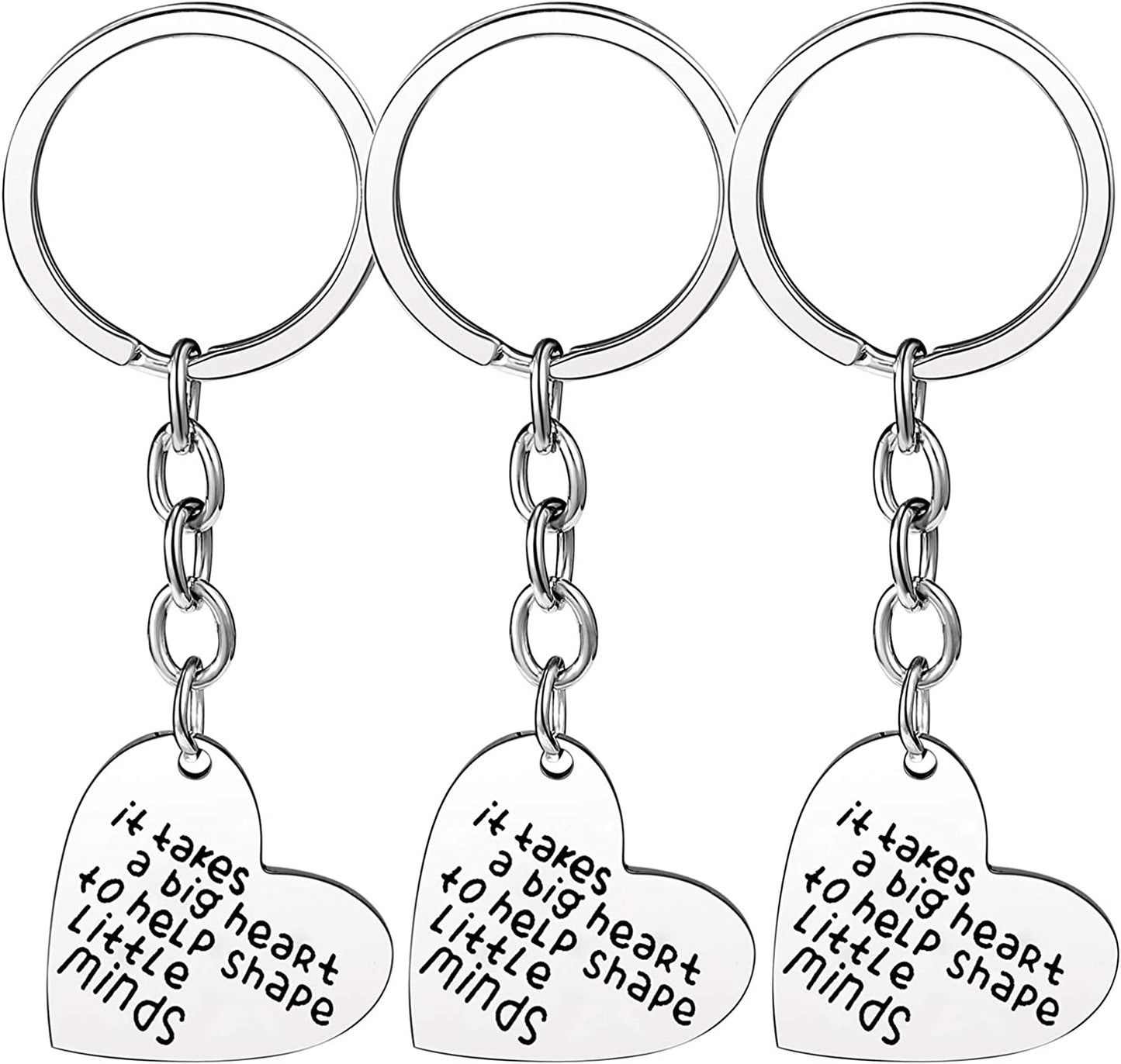 Pack of 3 Teacher Bangles Gifts for Teacher Open School Gifts for Teachers Thank You Bangle Bracelets Apparel & Accessories > Jewelry > Bracelets Nzztont 3PCs Keychain Heart Style 09- It Takes A Big Heart To Help Shape Little Minds
