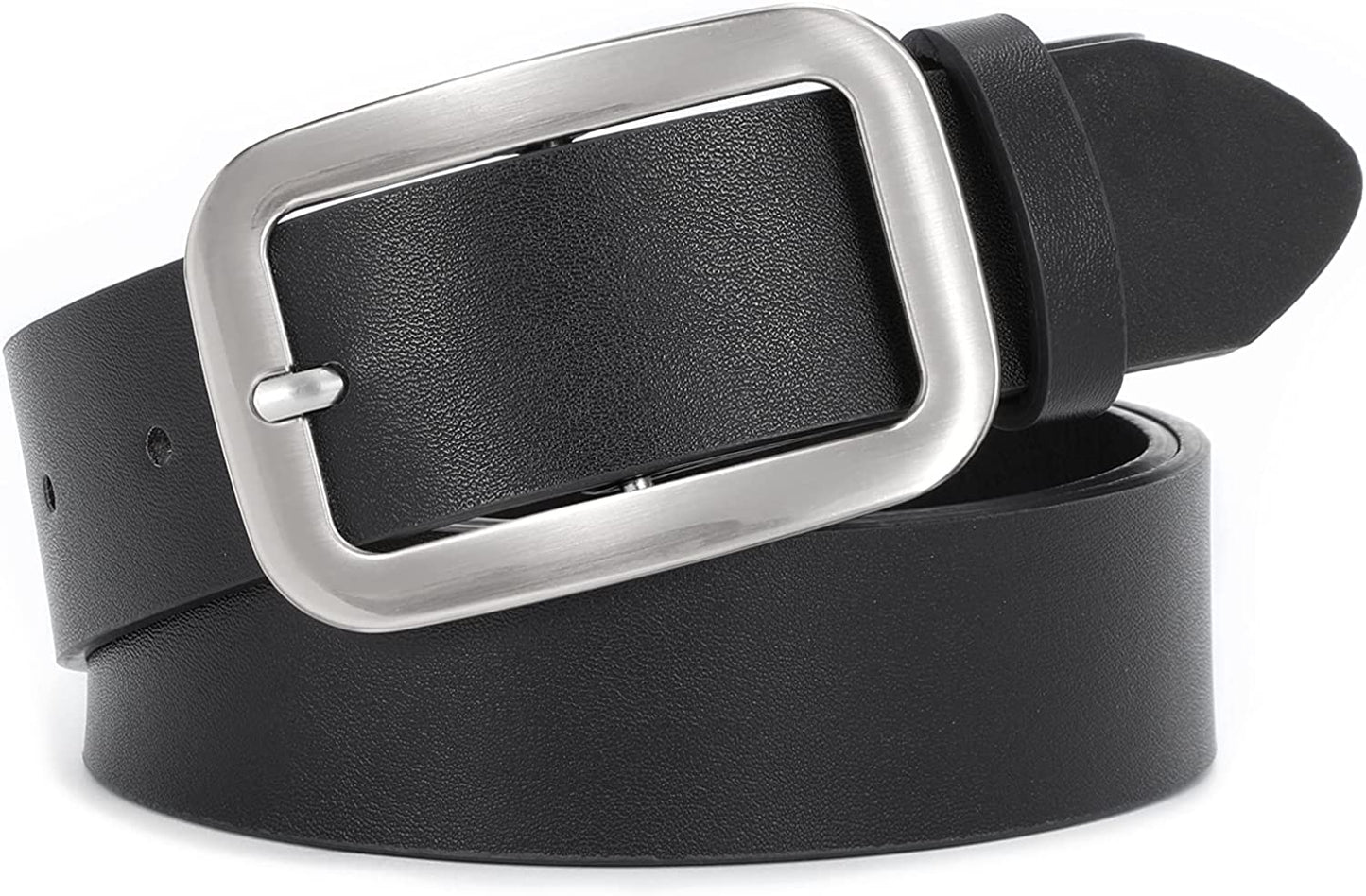 Women Leather Belts for Jeans Pants Fashion Dress Belt for Women with Solid Pin Buckle by WHIPPY Apparel & Accessories > Clothing Accessories > Belts WHIPPY 7-black XL: Fit for Waist Size 43"-46"