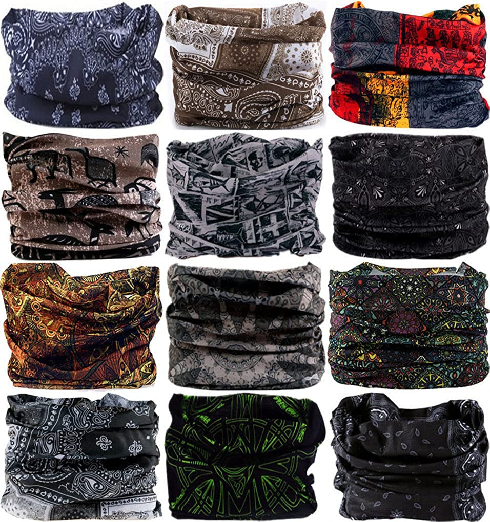 VANCROWN Neck Gaiter Headband Headwear Head Wrap Face Mask Magic Scarf Bandana for Men and Women Apparel & Accessories > Clothing Accessories > Bandanas & Headties VANCROWN 12pcs.gray