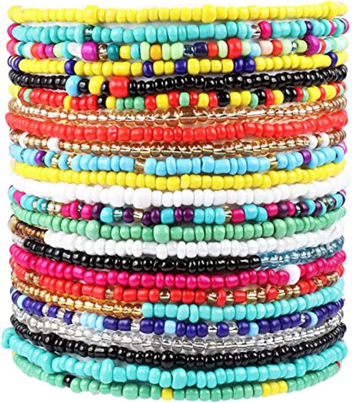 Jewelry Accessories for Teen Girls Elastic Bracelet Jewelry Handmade Bracelet Feet Colorful Anklet 24Pc Beads and Body Chain Bracelets for Kids (Multicolor, One Size) Apparel & Accessories > Jewelry > Anklets Generic