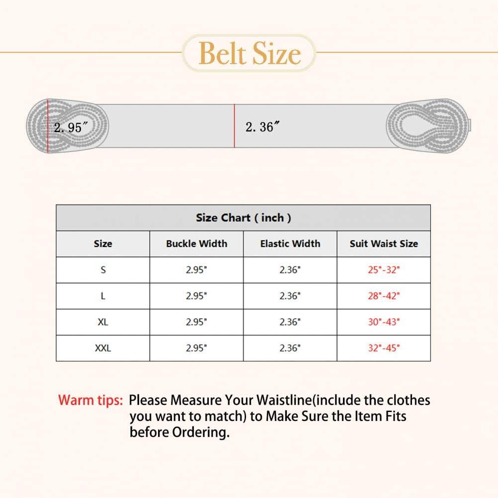 VOCHIC 2Pcs Vintage Basic Stretchy Elastic Wide Waist Belt for Womens Dress Metal Interlock Buckle Apparel & Accessories > Clothing Accessories > Belts VOCHIC