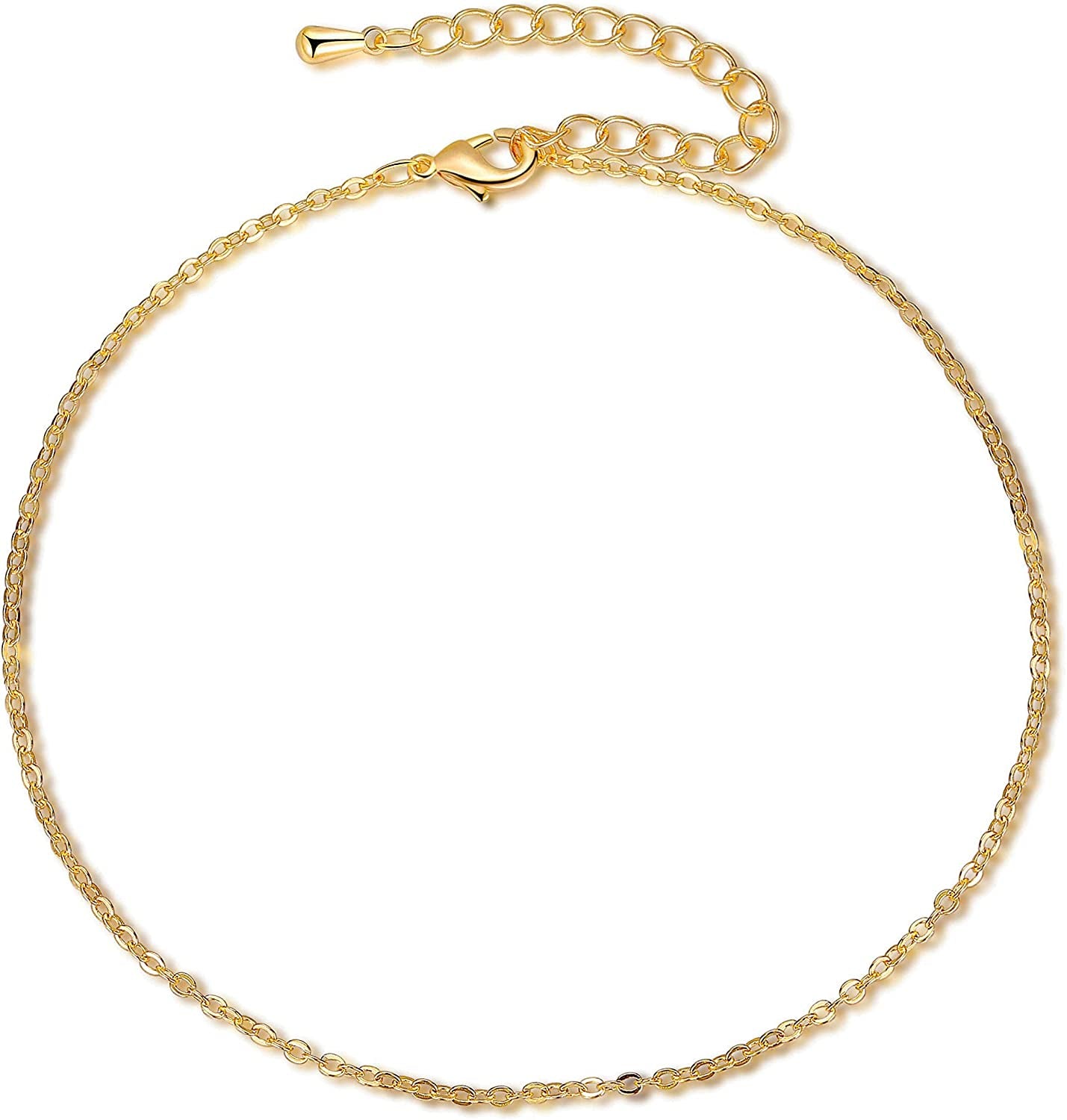 Kyerlyn Dainty Simple Chain Anklet for Women 18K Gold/Silver Plated Summer Beach Beaded Evil Eye Moon Figaro Butterfly Satellite Cuban Pearl Flat Marina Anklet Gift Apparel & Accessories > Jewelry > Anklets Kyerlyn Chain-Gold