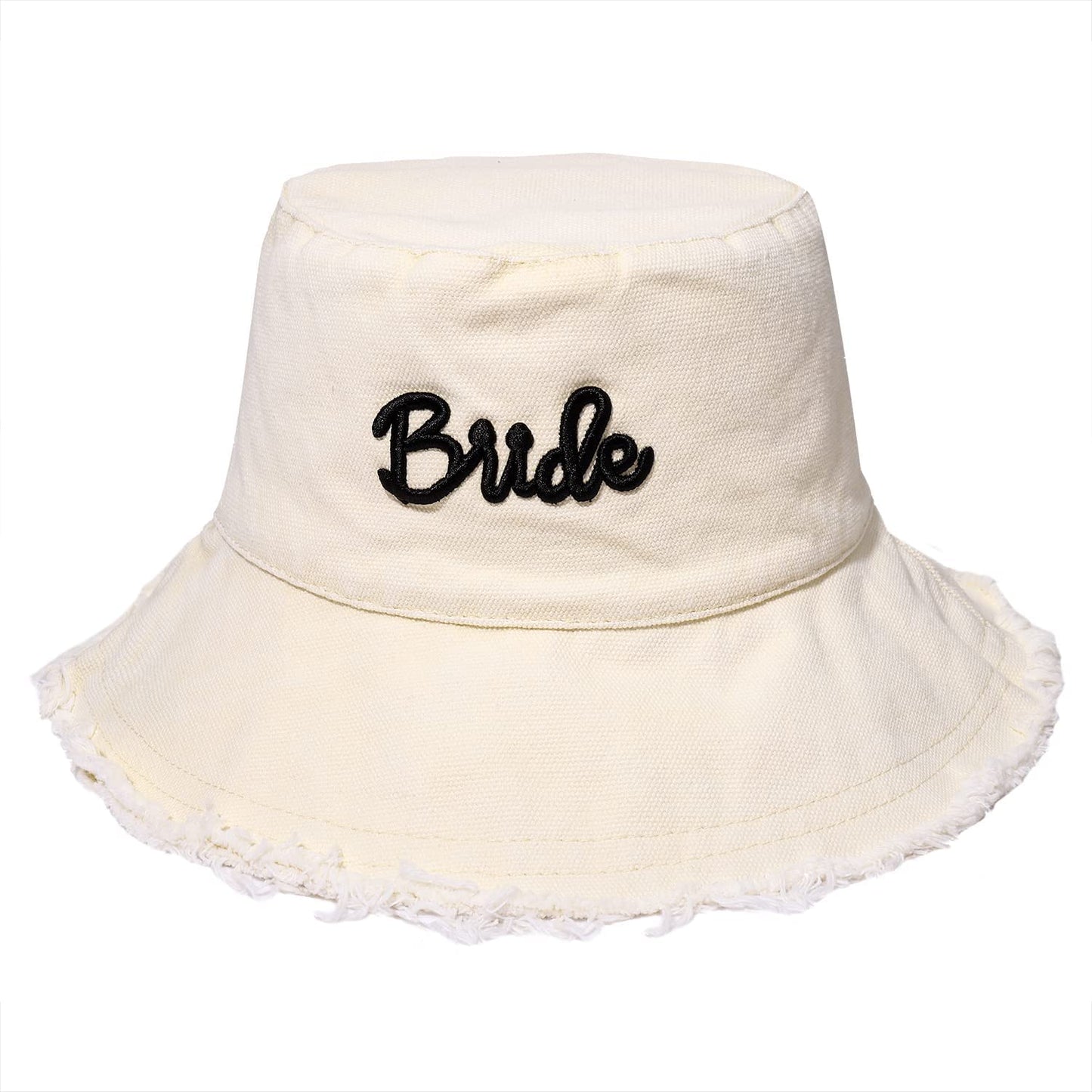 Boderier Sun Hats for Women Summer Casual Wide Brim Cotton Bucket Hat Beach Vacation Travel Accessories Apparel & Accessories > Clothing Accessories > Hats boderier Beige With Bride