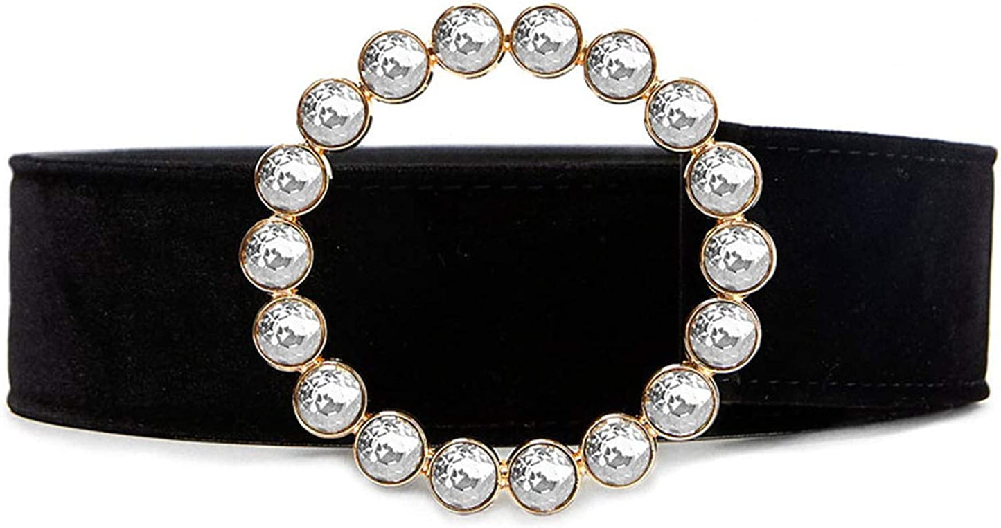 Fashion Designer Belts for Women,Leather Belts for Jeans Dress Pants with Gorgeous Crystal Buckle,Statement Gift for Women Apparel & Accessories > Clothing Accessories > Belts Aidyfeso Round White