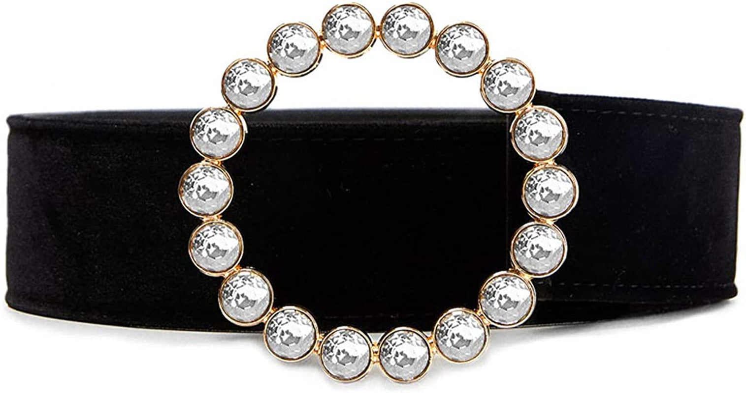 Fashion Designer Belts for Women,Leather Belts for Jeans Dress Pants with Gorgeous Crystal Buckle,Statement Gift for Women Apparel & Accessories > Clothing Accessories > Belts Aidyfeso Round White