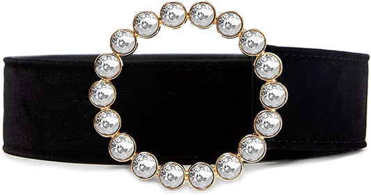 Fashion Designer Belts for Women,Leather Belts for Jeans Dress Pants with Gorgeous Crystal Buckle,Statement Gift for Women Apparel & Accessories > Clothing Accessories > Belts Aidyfeso Round White