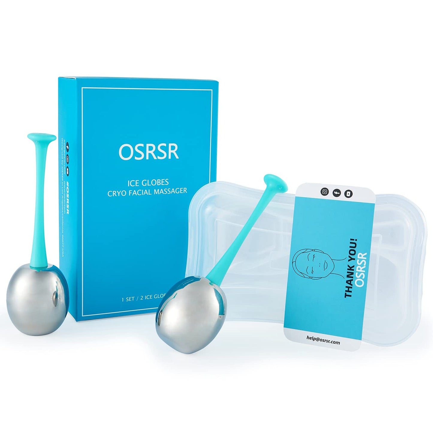 OSRSR Ice Globes Cryo Sticks Facial Massage Tools,Stainless Steel Beauty Cold Globes for Face & Eyes, Cooling Globes Sets of 2,Skin Care for Puffiness,Dark Circles,Wrinkles Health & Beauty > Personal Care > Cosmetics > Cosmetic Tools > Skin Care Tools OSRSR