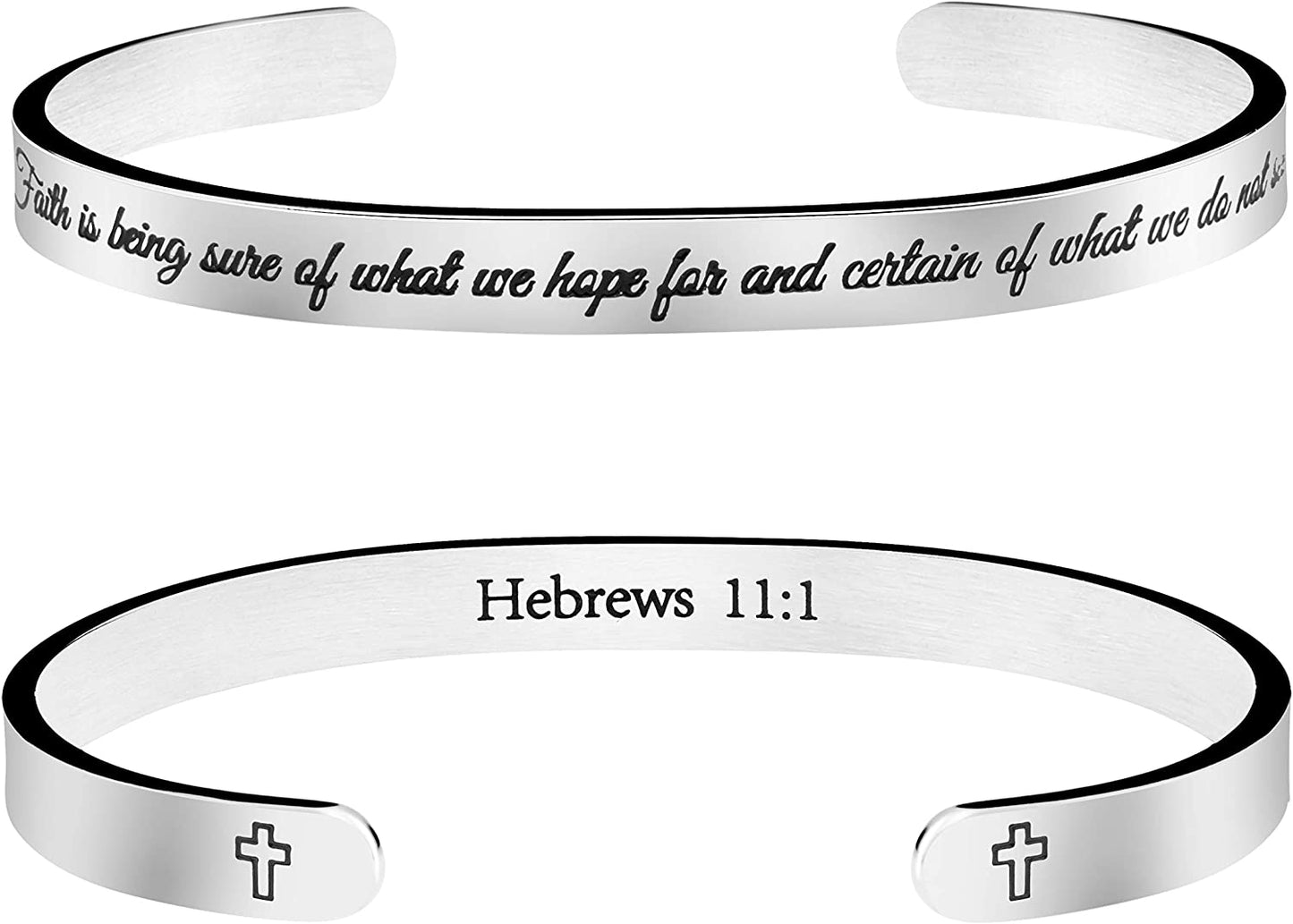 Christian Bracelets for Women Inspirational Gifts Bible Verse Religious Faith Jewelry Cuff Bracelet Mothers Day Christmas Birthday Jewelry for Her Mother Daughter Apparel & Accessories > Jewelry > Bracelets Memgift Hebrews 11:1-Faith being sure of what we hope for and certain of what do not see