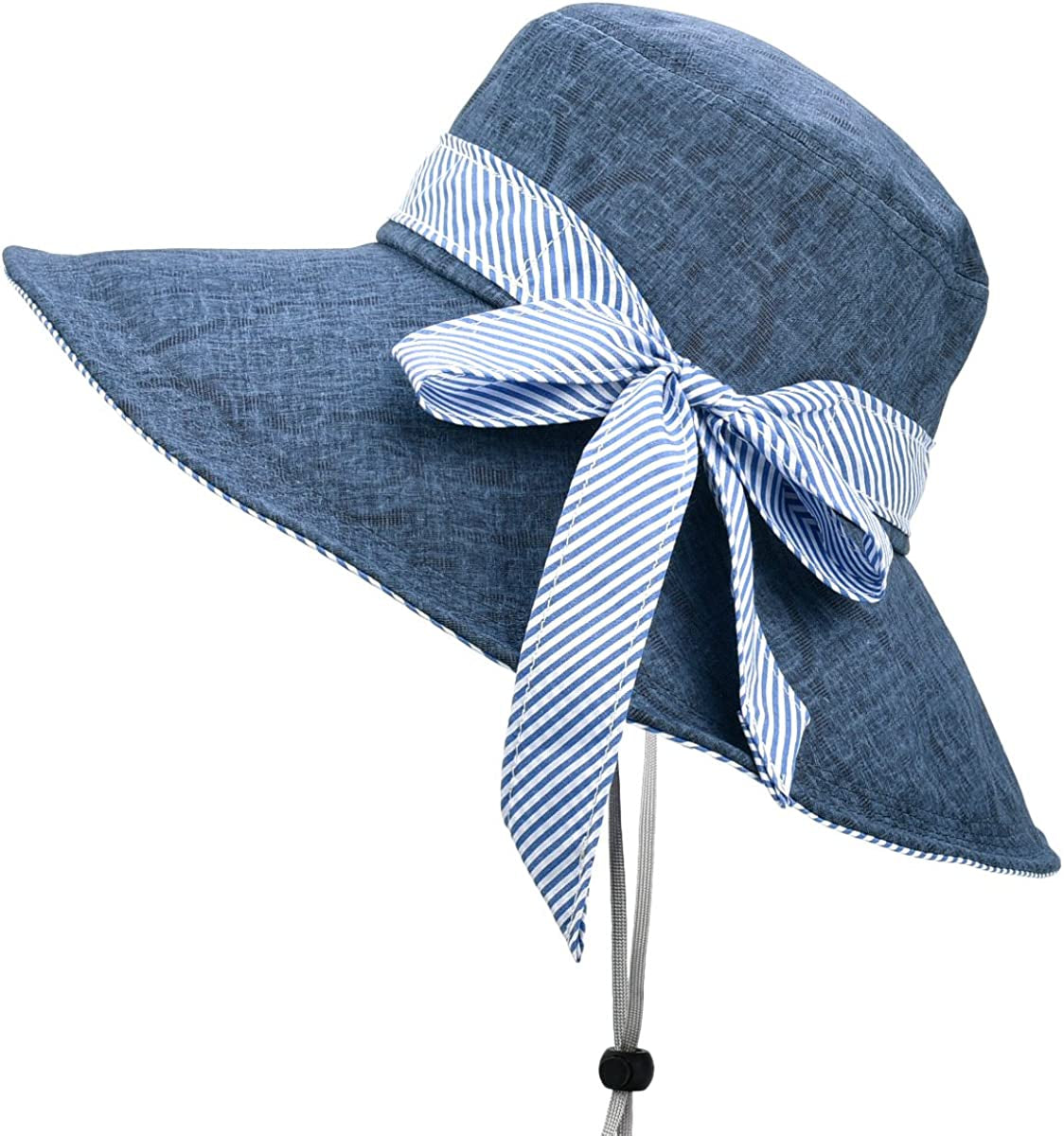 Somaler Sun Hats for Women Roll-Up Wide Brim Summer Beach Hat Foldable Floppy Cotton Hat Apparel & Accessories > Clothing Accessories > Hats Somaler Cotton Blue