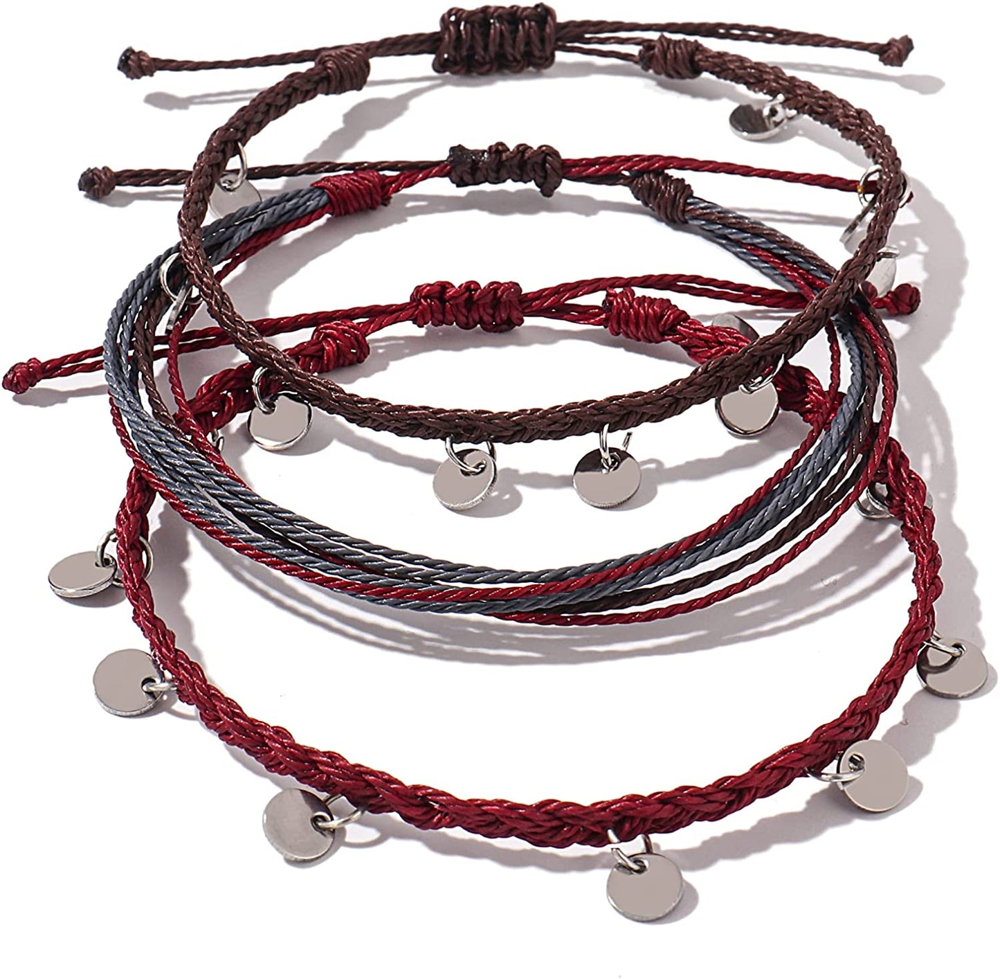 FANCY SHINY String Ankle Bracelets Waterproof Rope Anklets Braided Beach Boho Coin Anklets Cute Friendship Foot Jewelry for Women Teen Girls Apparel & Accessories > Jewelry > Anklets FANCY SHINY Wine/Brown