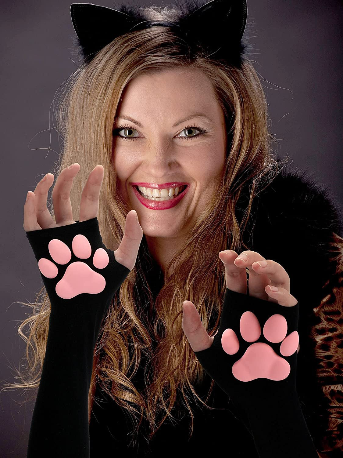 Cute Cat Paw Gloves Mittens 3D Cat Claw Pad Gloves Halloween Kawaii Cosplay Soft 3D Toe Beans for Women Cosplay Halloween Apparel & Accessories > Clothing Accessories > Gloves & Mittens Geyoga