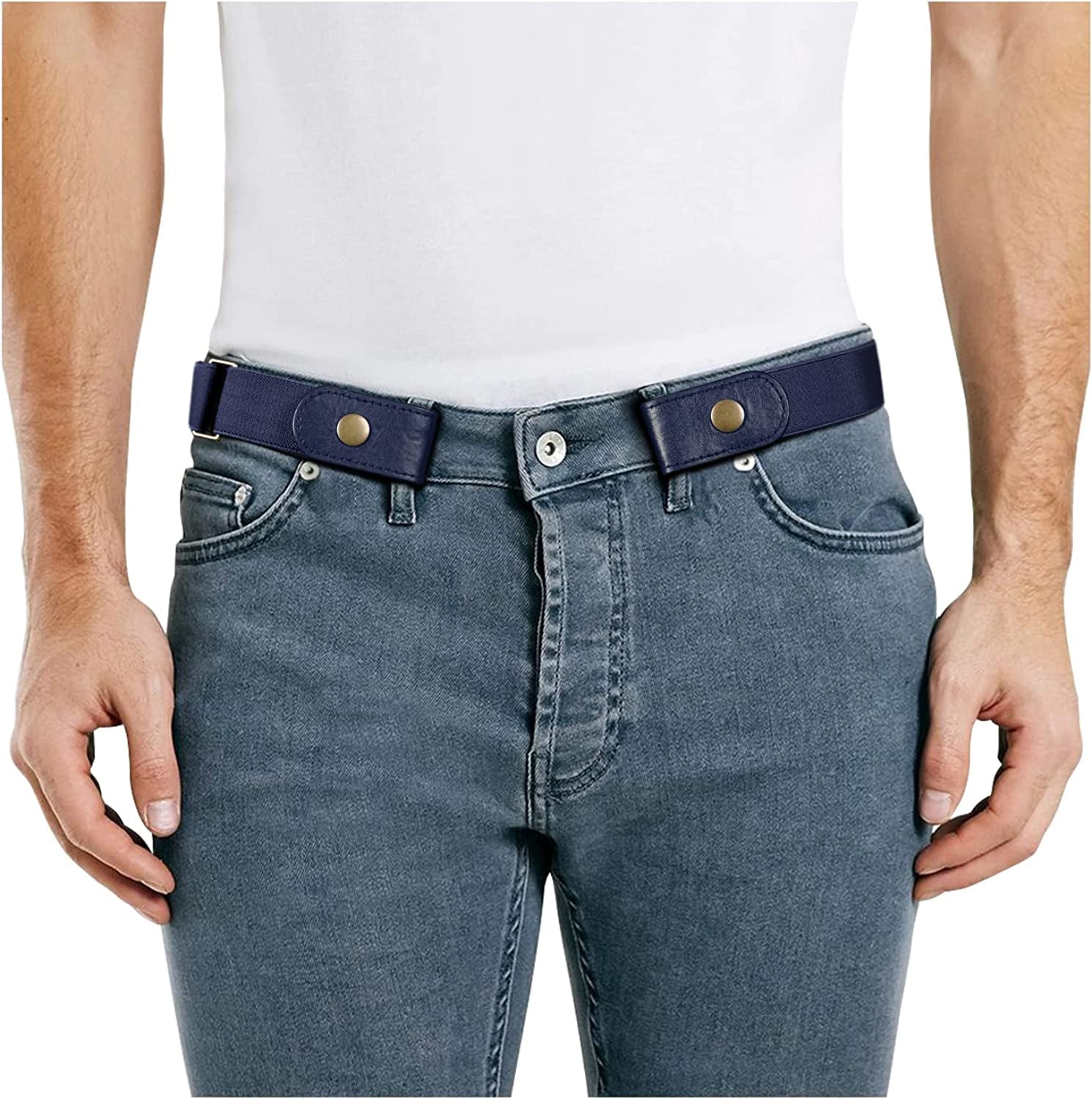 No Buckle Stretch Women Belt for Jeans Pants, Elastic Buckle Free Invisible Belts for Men up to 48 Inches by WHIPPY Apparel & Accessories > Clothing Accessories > Belts WHIPPY 5-new Blue Small Size: 22"-36"