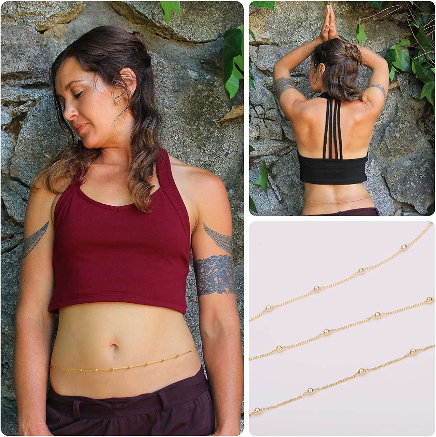 PEARLADA Minimalist Beach Bikini Body Chain 18K Gold Pearl Belly Chain Adjustable Shell Charms Trendy Jewelry Handmade for Women Sexy Waist Chain Apparel & Accessories > Jewelry > Body Jewelry PEARLADA