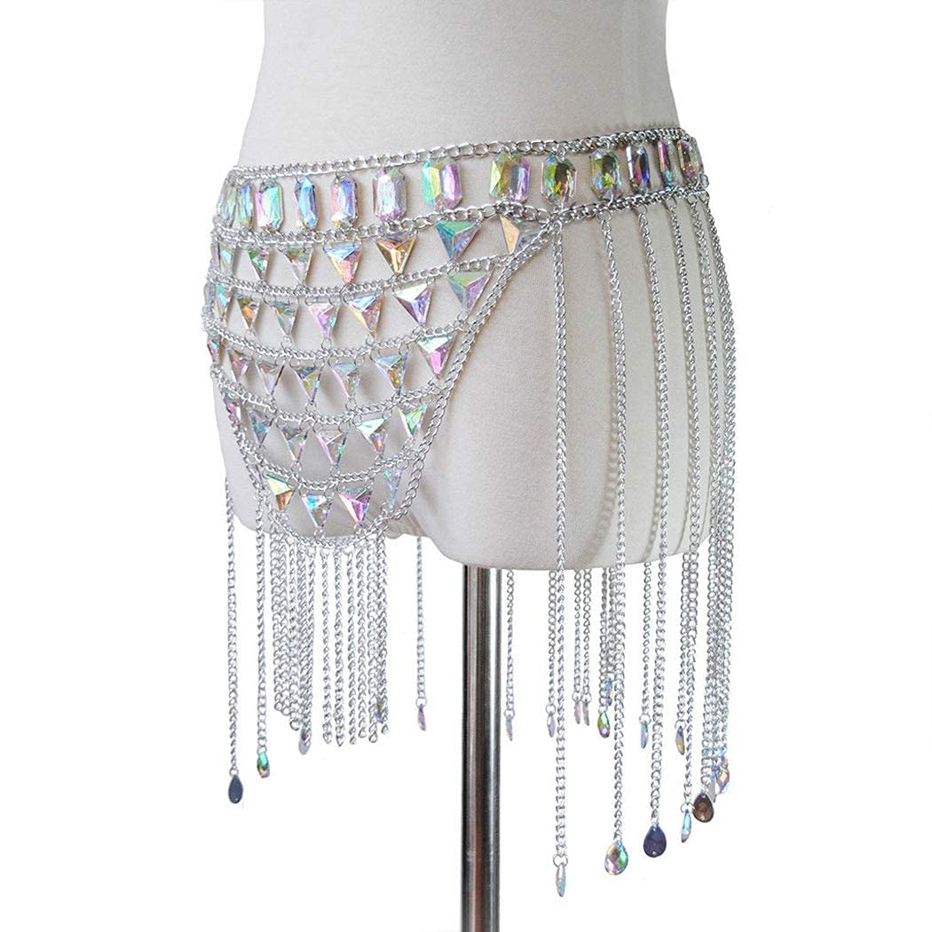Canb Rhinestone Body Chains Sexy Body Belly Waist Skirt Chain Festival Body Jewelry for Women and Girls (Ⅱ) Apparel & Accessories > Jewelry > Body Jewelry CanB