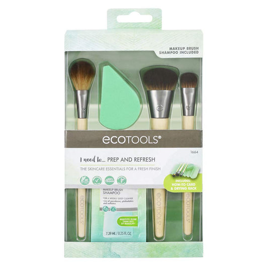 Ecotools Prep + Refresh Makeup Brush Set, with Sponge Blender and Brush Cleaner Cleansing Shampoo, Vegan Beauty Tools, Set of 5 Health & Beauty > Personal Care > Cosmetics > Cosmetic Tools > Makeup Tools EcoTools