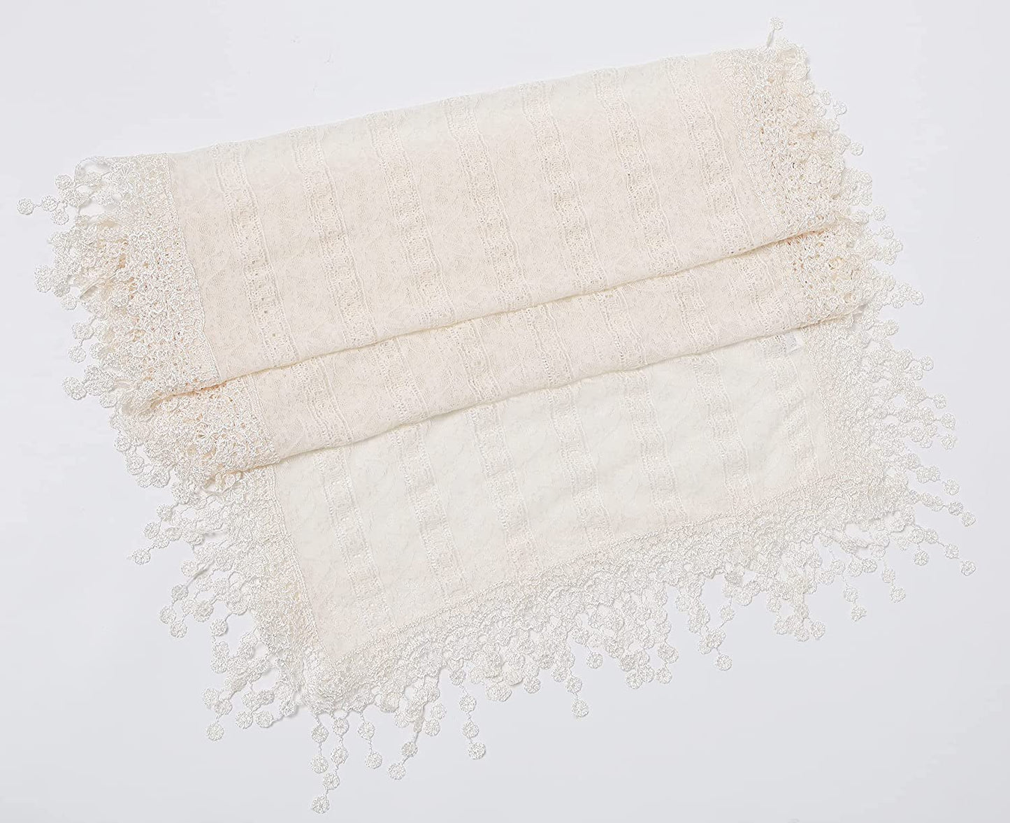 Cindy and Wendy Lightweight Soft Leaf Lace Fringes Scarf Shawl for Women Apparel & Accessories > Clothing Accessories > Scarves & Shawls Cindy and Wendy