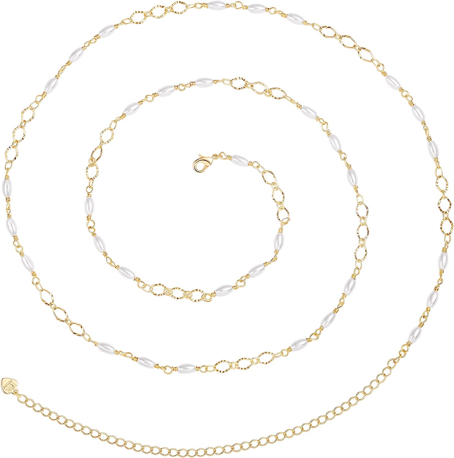 PEARLADA Minimalist Beach Bikini Body Chain 18K Gold Pearl Belly Chain Adjustable Shell Charms Trendy Jewelry Handmade for Women Sexy Waist Chain Apparel & Accessories > Jewelry > Body Jewelry PEARLADA 6. Pearl & rings