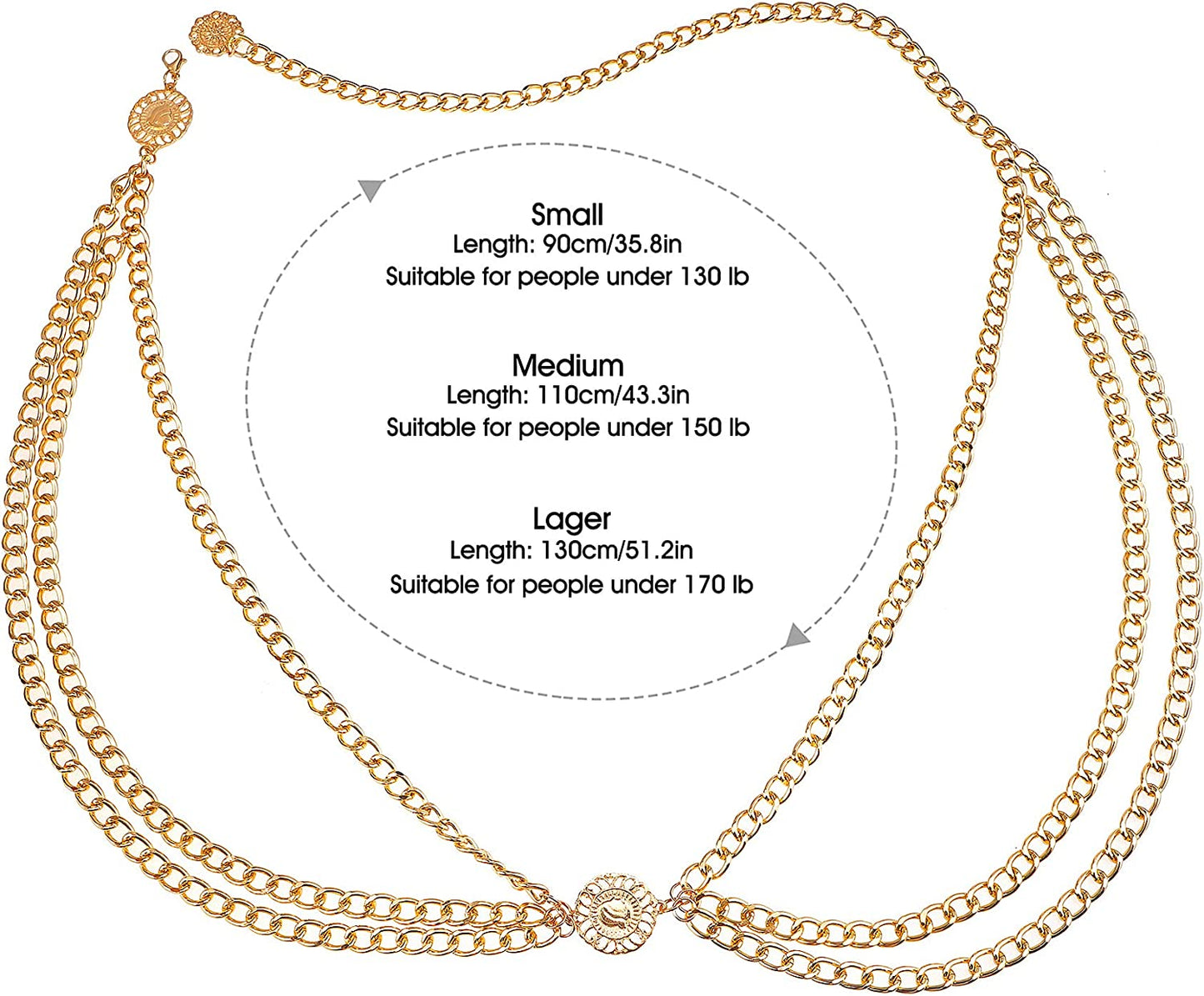 Glamorstar Multilayer Chain Belt Body Chain for Women Boho Waist Belt Belly Chain Bikini Chain Apparel & Accessories > Jewelry > Body Jewelry Glamorstar