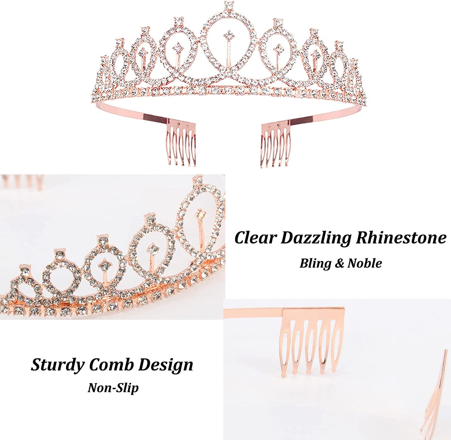 CAVETEE Birthday Crowns for Women Birthday Girl Sash & Rhinestone Tiara Set Birthday Tiaras and Sash for Women Birthday Glitter Birthday Decorations Rose Gold Birthday Girl Crowns Tiaras for Women Apparel & Accessories > Clothing Accessories > Sashes CAVETEE