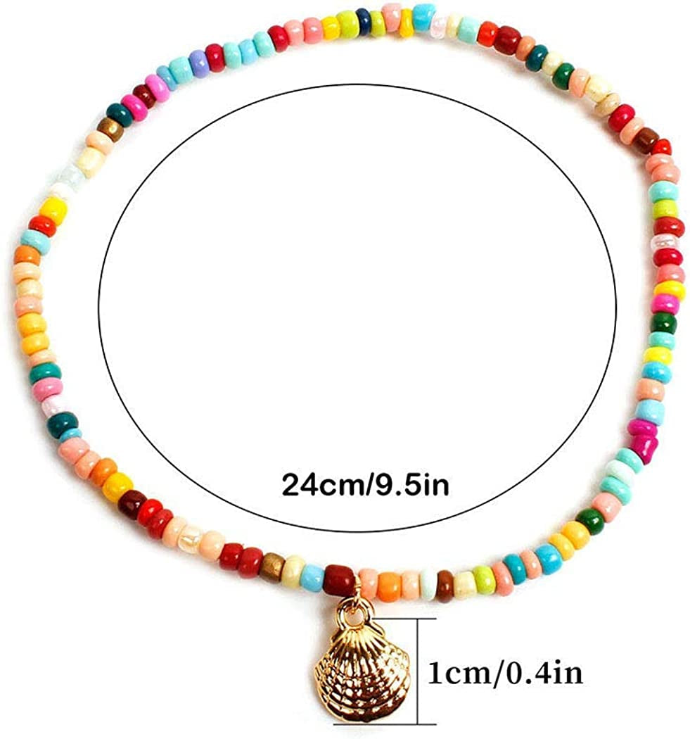 Shegirl Boho Beaded Anklet Bracelet Gold Shell Anklet Chain Colorful Beaded Foot Jewelry for Women and Girls Apparel & Accessories > Jewelry > Anklets Shegirl