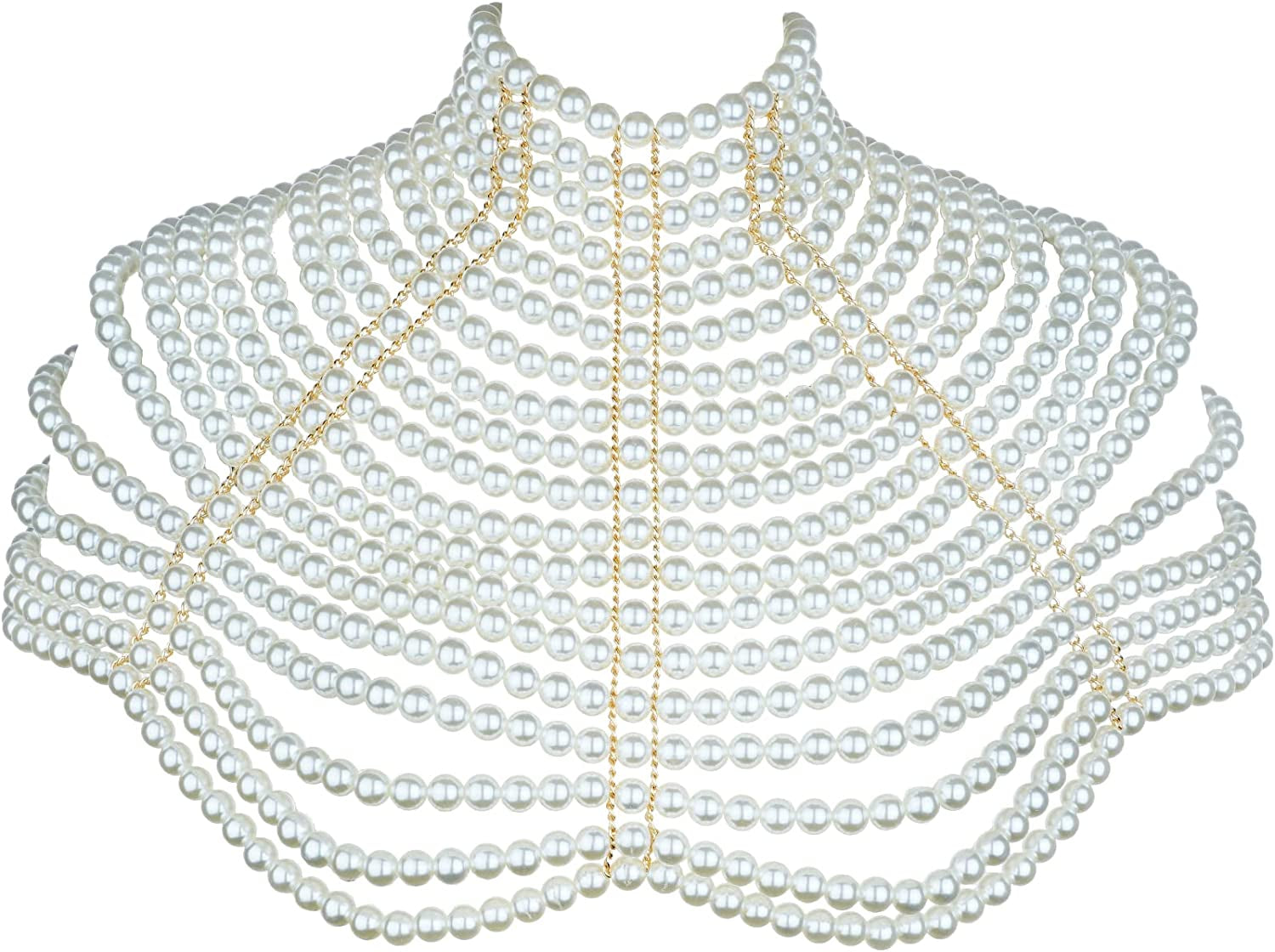 Pearl Body Chain Jewelry for Women - Fashion Handmade Pearl Body Chain Shoulder Necklace Bra Apparel & Accessories > Jewelry > Body Jewelry Maijiao Style 2-White